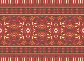 Pixel Ethnic pattern vector background. seamless pattern traditional, Design for background, wallpaper, Batik, fabric, carpet, clothing, wrapping, and textile.ethnic pattern Vector illustration.