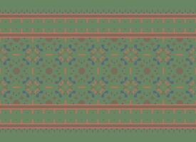 Pixel Ethnic pattern vector background. seamless pattern traditional, Design for background, wallpaper, Batik, fabric, carpet, clothing, wrapping, and textile.ethnic pattern Vector illustration.