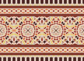 Nature vintages cross stitch traditional ethnic pattern paisley flower Ikat background abstract Aztec African Indonesian Indian seamless pattern for fabric print cloth dress carpet curtains and sarong vector