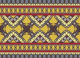 Pixel Ethnic pattern vector background. seamless pattern traditional, Design for background, wallpaper, Batik, fabric, carpet, clothing, wrapping, and textile.ethnic pattern Vector illustration.