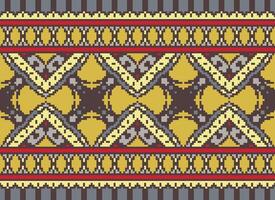 Pixel Ethnic pattern vector background. seamless pattern traditional, Design for background, wallpaper, Batik, fabric, carpet, clothing, wrapping, and textile.ethnic pattern Vector illustration.