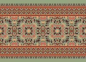 Nature vintages cross stitch traditional ethnic pattern paisley flower Ikat background abstract Aztec African Indonesian Indian seamless pattern for fabric print cloth dress carpet curtains and sarong vector