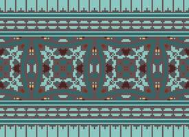 Pixel Ethnic pattern vector background. seamless pattern traditional, Design for background, wallpaper, Batik, fabric, carpet, clothing, wrapping, and textile.ethnic pattern Vector illustration.