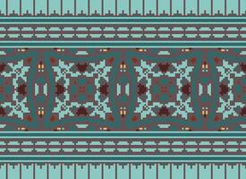 Pixel Ethnic pattern vector background. seamless pattern traditional, Design for background, wallpaper, Batik, fabric, carpet, clothing, wrapping, and textile.ethnic pattern Vector illustration.