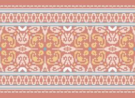 Pixel Ethnic pattern vector background. seamless pattern traditional, Design for background, wallpaper, Batik, fabric, carpet, clothing, wrapping, and textile.ethnic pattern Vector illustration.