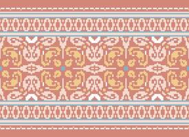 Pixel Ethnic pattern vector background. seamless pattern traditional, Design for background, wallpaper, Batik, fabric, carpet, clothing, wrapping, and textile.ethnic pattern Vector illustration.