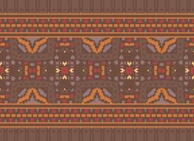 Pixel Ethnic pattern vector background. seamless pattern traditional, Design for background, wallpaper, Batik, fabric, carpet, clothing, wrapping, and textile.ethnic pattern Vector illustration.