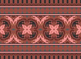 Pixel Ethnic pattern vector background. seamless pattern traditional, Design for background, wallpaper, Batik, fabric, carpet, clothing, wrapping, and textile.ethnic pattern Vector illustration.