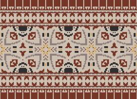 Cross Stitch pattern with Floral Designs. Traditional cross stitch needlework. Geometric Ethnic pattern, Embroidery, Textile ornamentation, fabric, Hand stitched pattern, Cultural stitching pixel art. vector