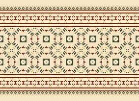 A Floral pixel art pattern on grey background.geometric ethnic oriental embroidery vector illustration. pixel style, abstract background, cross stitch.design for texture, fabric, cloth, scarf, print