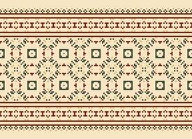 A Floral pixel art pattern on grey background.geometric ethnic oriental embroidery vector illustration. pixel style, abstract background, cross stitch.design for texture, fabric, cloth, scarf, print