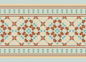 Pixel Ethnic pattern vector background. seamless pattern traditional, Design for background, wallpaper, Batik, fabric, carpet, clothing, wrapping, and textile.ethnic pattern Vector illustration.