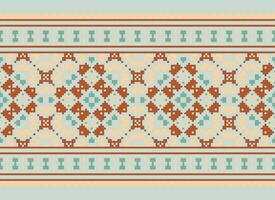 Pixel Ethnic pattern vector background. seamless pattern traditional, Design for background, wallpaper, Batik, fabric, carpet, clothing, wrapping, and textile.ethnic pattern Vector illustration.