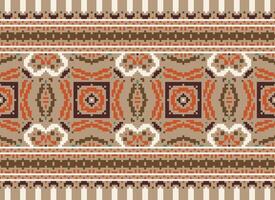 Cross Stitch pattern with Floral Designs. Traditional cross stitch needlework. Geometric Ethnic pattern, Embroidery, Textile ornamentation, fabric, Hand stitched pattern, Cultural stitching pixel art. vector