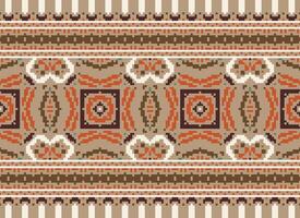 Cross Stitch pattern with Floral Designs. Traditional cross stitch needlework. Geometric Ethnic pattern, Embroidery, Textile ornamentation, fabric, Hand stitched pattern, Cultural stitching pixel art. vector