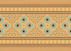 Pixel Ethnic pattern vector background. seamless pattern traditional, Design for background, wallpaper, Batik, fabric, carpet, clothing, wrapping, and textile.ethnic pattern Vector illustration.