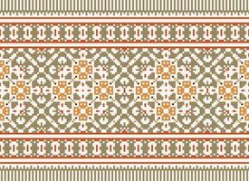 Cross Stitch pattern with Floral Designs. Traditional cross stitch needlework. Geometric Ethnic pattern, Embroidery, Textile ornamentation, fabric, Hand stitched pattern, Cultural stitching pixel art. vector