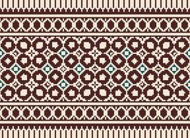 Cross Stitch pattern with Floral Designs. Traditional cross stitch needlework. Geometric Ethnic pattern, Embroidery, Textile ornamentation, fabric, Hand stitched pattern, Cultural stitching pixel art. vector
