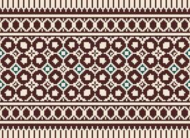 Cross Stitch pattern with Floral Designs. Traditional cross stitch needlework. Geometric Ethnic pattern, Embroidery, Textile ornamentation, fabric, Hand stitched pattern, Cultural stitching pixel art. vector