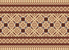 Geometric patterns of modern stylish texture. Borders in the form of a pixel ornament for embroidery, ceramic tiles and textile interior design elements. Seamless illustration vector