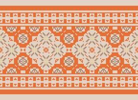 Pixel Ethnic pattern vector background. seamless pattern traditional, Design for background, wallpaper, Batik, fabric, carpet, clothing, wrapping, and textile.ethnic pattern Vector illustration.