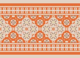 Pixel Ethnic pattern vector background. seamless pattern traditional, Design for background, wallpaper, Batik, fabric, carpet, clothing, wrapping, and textile.ethnic pattern Vector illustration.