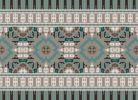 Cross Stitch Border. Embroidery Cross Stitch. Ethnic Patterns. Geometric Ethnic Indian pattern. Native Ethnic pattern.Texture Textile Fabric Clothing Knitwear print. Pixel Horizontal Seamless Vector. vector