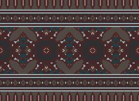 Cross Stitch Border. Embroidery Cross Stitch. Ethnic Patterns. Geometric Ethnic Indian pattern. Native Ethnic pattern.Texture Textile Fabric Clothing Knitwear print. Pixel Horizontal Seamless Vector. vector