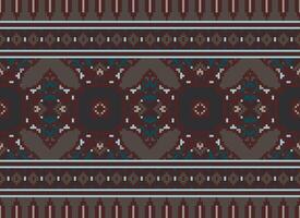 Cross Stitch Border. Embroidery Cross Stitch. Ethnic Patterns. Geometric Ethnic Indian pattern. Native Ethnic pattern.Texture Textile Fabric Clothing Knitwear print. Pixel Horizontal Seamless Vector. vector