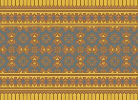 Pixel Ethnic pattern vector background. seamless pattern traditional, Design for background, wallpaper, Batik, fabric, carpet, clothing, wrapping, and textile.ethnic pattern Vector illustration.