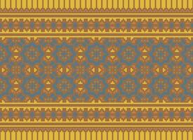 Pixel Ethnic pattern vector background. seamless pattern traditional, Design for background, wallpaper, Batik, fabric, carpet, clothing, wrapping, and textile.ethnic pattern Vector illustration.