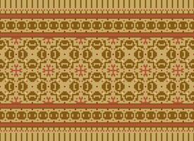 Cross Stitch Border. Embroidery Cross Stitch. Ethnic Patterns. Geometric Ethnic Indian pattern. Native Ethnic pattern.Texture Textile Fabric Clothing Knitwear print. Pixel Horizontal Seamless Vector. vector