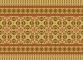 Cross Stitch Border. Embroidery Cross Stitch. Ethnic Patterns. Geometric Ethnic Indian pattern. Native Ethnic pattern.Texture Textile Fabric Clothing Knitwear print. Pixel Horizontal Seamless Vector. vector