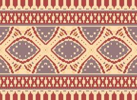 Cross Stitch Border. Embroidery Cross Stitch. Ethnic Patterns. Geometric Ethnic Indian pattern. Native Ethnic pattern.Texture Textile Fabric Clothing Knitwear print. Pixel Horizontal Seamless Vector. vector