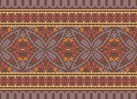 Cross Stitch Border. Embroidery Cross Stitch. Ethnic Patterns. Geometric Ethnic Indian pattern. Native Ethnic pattern.Texture Textile Fabric Clothing Knitwear print. Pixel Horizontal Seamless Vector. vector
