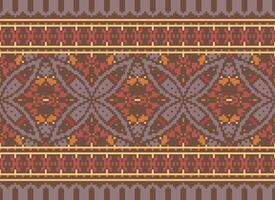 Cross Stitch Border. Embroidery Cross Stitch. Ethnic Patterns. Geometric Ethnic Indian pattern. Native Ethnic pattern.Texture Textile Fabric Clothing Knitwear print. Pixel Horizontal Seamless Vector. vector