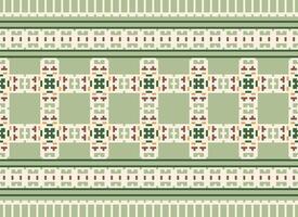 A Floral pixel art pattern on grey background.geometric ethnic oriental embroidery vector illustration. pixel style, abstract background, cross stitch.design for texture, fabric, cloth, scarf, print
