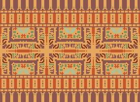 Cross Stitch Border. Embroidery Cross Stitch. Ethnic Patterns. Geometric Ethnic Indian pattern. Native Ethnic pattern.Texture Textile Fabric Clothing Knitwear print. Pixel Horizontal Seamless Vector. vector