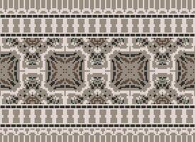 Cross Stitch Border. Embroidery Cross Stitch. Ethnic Patterns. Geometric Ethnic Indian pattern. Native Ethnic pattern.Texture Textile Fabric Clothing Knitwear print. Pixel Horizontal Seamless Vector. vector