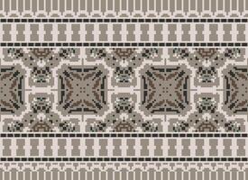 Cross Stitch Border. Embroidery Cross Stitch. Ethnic Patterns. Geometric Ethnic Indian pattern. Native Ethnic pattern.Texture Textile Fabric Clothing Knitwear print. Pixel Horizontal Seamless Vector. vector