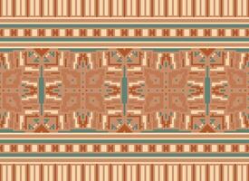 Cross Stitch Border. Embroidery Cross Stitch. Ethnic Patterns. Geometric Ethnic Indian pattern. Native Ethnic pattern.Texture Textile Fabric Clothing Knitwear print. Pixel Horizontal Seamless Vector. vector