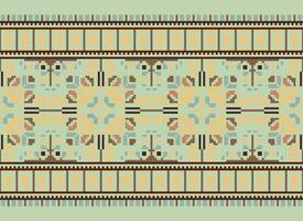 Cross Stitch Border. Embroidery Cross Stitch. Ethnic Patterns. Geometric Ethnic Indian pattern. Native Ethnic pattern.Texture Textile Fabric Clothing Knitwear print. Pixel Horizontal Seamless Vector. vector