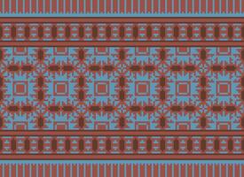 Cross Stitch Embroidery. Ethnic Patterns. Native Style. Traditional Design for texture, textile, fabric, clothing, Knitwear, print. Geometric Pixel Horizontal Seamless Vector. vector