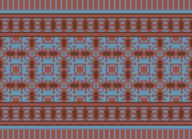 Cross Stitch Embroidery. Ethnic Patterns. Native Style. Traditional Design for texture, textile, fabric, clothing, Knitwear, print. Geometric Pixel Horizontal Seamless Vector. vector