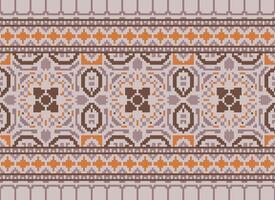 Ethnic geometric fabric pattern Cross Stitch.Ikat embroidery Ethnic oriental Pixel pattern blue background. Abstract,vector,illustration. Texture,clothing,frame,decoration,motifs,silk wallpaper. vector