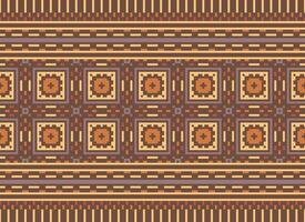 A Floral pixel art pattern on grey background.geometric ethnic oriental embroidery vector illustration. pixel style, abstract background, cross stitch.design for texture, fabric, cloth, scarf, print