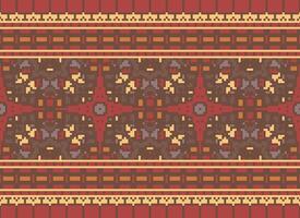 Cross Stitch Border. Embroidery Cross Stitch. Ethnic Patterns. Geometric Ethnic Indian pattern. Native Ethnic pattern.Texture Textile Fabric Clothing Knitwear print. Pixel Horizontal Seamless Vector. vector