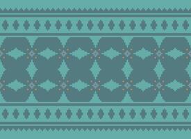 Cross Stitch pattern with Floral Designs. Traditional cross stitch needlework. Geometric Ethnic pattern, Embroidery, Textile ornamentation, fabric, Hand stitched pattern, Cultural stitching pixel art. vector