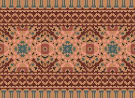 Pixel Ethnic pattern vector background. seamless pattern traditional, Design for background, wallpaper, Batik, fabric, carpet, clothing, wrapping, and textile.ethnic pattern Vector illustration.