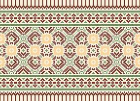 Pixel Ethnic pattern vector background. seamless pattern traditional, Design for background, wallpaper, Batik, fabric, carpet, clothing, wrapping, and textile.ethnic pattern Vector illustration.